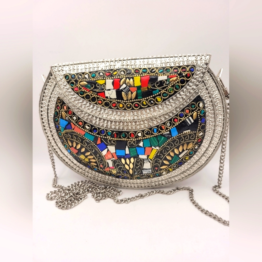Ramla Mosaic Crossbody Clutch Bag